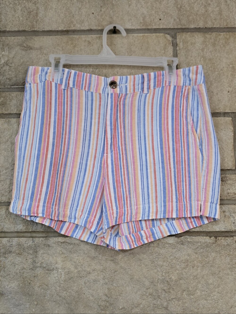 Old Navy Striped Linen Blend Everyday Shorts High Rise Pastel Multi Stripe, 8